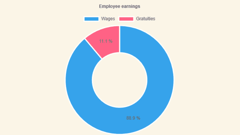 An example pie chart showing a breakdown of an employee's earnings